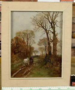 ilegible firmado Oldoerp Oldörp pintura al óleo antigua de 1911 jinete EE. UU. - Imagen 1 de 7