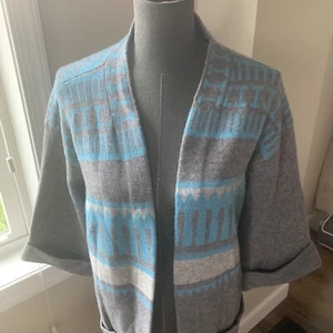 Sundance Pullover Damen S grau aqua quiet is Kaschmir Wolle Baumwolle Cardigan Staubtuch - Bild 1 von 9