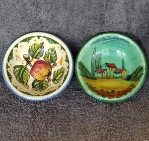 Vintage Simpatico Bowls Italian Dish Hand Painted Trinket Bowls 3.75" Set Of 2 - Picture 1 of 9