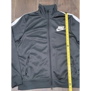 Nike Trainingsjacke grau weiß gestreift durchgehender Reißverschluss sportlich Activewear Herren Large - Bild 1 von 8
