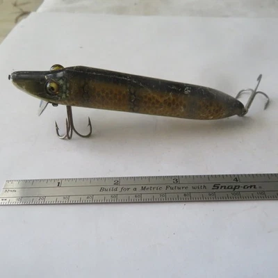 FISHING LURE HEDDON-DOWAGIAC 4¼" VAMP GLASS EYES L-RIG HANGERS PERCH - Image 1 of 4