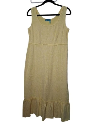 Vestido midi Fresh Produce amarillo floral 100 % algodón sin mangas mediano Cottagecore Foto 1 de 4