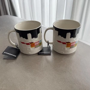 Singapore Starbucks coffee Mug Cup Relief Series Set Of 2 - Picture 1 of 3