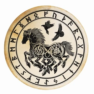Tambor Terre Shaman con diseño Sleipnir Hugin Munin tambor ritual nórdico de 16" o 20" - Imagen 1 de 11