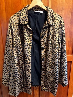 Chico's Size 3 (XL) Faux Fur Leopard Print Button-Front Lightweight Jacket Cost - Image 1 of 4