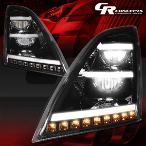 BLACK SEQUENTIAL SIGNAL FULL LED HEADLIGHTS FOR 2018-2024 VOLVO VNL VNR TRUCKS - Picture 1 of 12