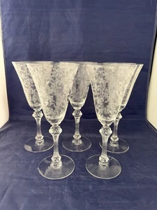 5 Tiffin-Franziskaner CERICE Wasserkelche mit Stiel - geätzte floral, Optik - Bild 1 von 4