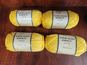 NUOVO!! Filato Bee Scrub-Ology Scrub It Filato Limone Set di 4 - Foto 1 di 1