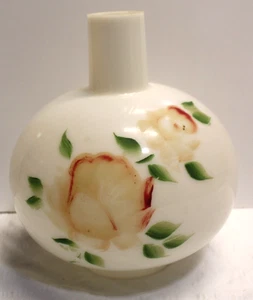 Pantalla de lámpara de vidrio floral melocotón pintado a mano vintage de vidrio esmerilado 7 1/2" T x 3 1/8" - Imagen 1 de 3