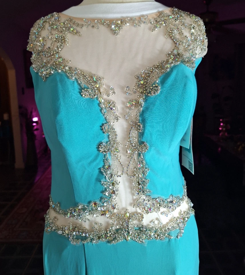 Vestido Formal XTREME by IMPRESSIONS HOCO Baile de graduación Talla 10 Cuentas Transparente Sirena Fiesta Foto 1 de 4