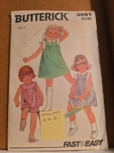 Vintage 80s Girls Dress Jumper Top Shorts Size 6 Butterick 3691 Uncut  - Picture 1 of 2