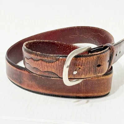 Cinturón Western de Cuero SILVER CREEK Marrón 51109 Talla 42 Hebilla Tono Plateado Envejecido Foto 1 de 4