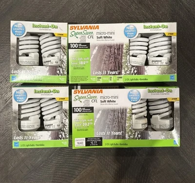 8 - SYLVANIA CF23EL/MICRO/827/RP2 23W/100W 120V E26 CFL 2 Bulbs Packs SOFT WHITE - Image 1 of 4