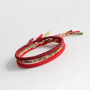 Bracciale Corda Buddisti Lucky Fatto a Mano Nodi Buddisti Bracciale Corda Tibetana Fortuna nuovo - Foto 1 di 16