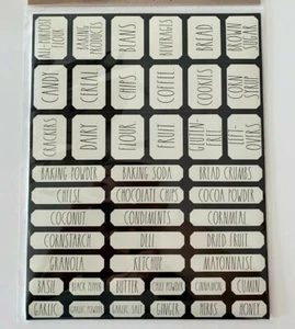 NEW Rae Dunn 180 Cream Black “ORGANIZING LABELS” Black Letters - Picture 1 of 2