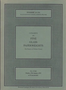 SOTHEBY’S LONDON Fine Glass Paperweights Sulphide French Millefiori Catalog 1975 - Picture 1 of 1