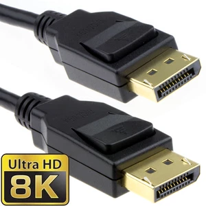 DisplayPort v1.4 HBR3 8K 60Hz 4K 120Hz MST 32.4G HDR Cable Gold 0.5m/1m/2m/3m - Zdjęcie 1 z 15