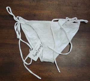 NWT Rachel Pally S Malta Tie Side Bikini Swim Bottom White Ruched 123455 - Picture 1 of 2