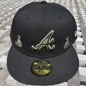 Atlanta Braves Cuadros Cashed New Era 59FIFTY Tapas HD Sombrero Caída Ajustado Sombrero 7/8 - Imagen 1 de 7