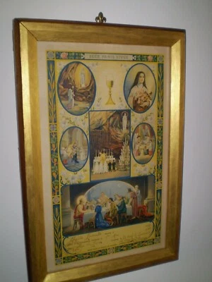 Ancien certificat de communion et confirmation encadré 1937  - Photo 1/4