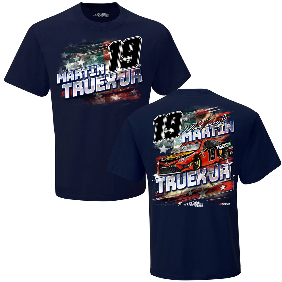 Martin Truex Jr 2020 Checkered Flag Sports #19 Bass Pro Sops Patriotic Tee FREE - Image 1 of 1