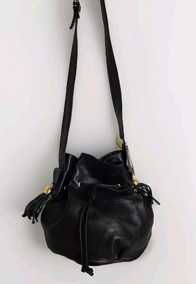 Bolso de mano estilo cubo de cuero vintage FRANCESCO BIASIA bolso con agarre borla con cordón Foto 1 de 4