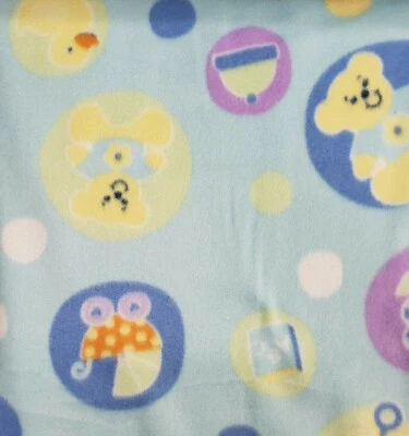Welcome Baby Rattles/Bears/Teddy/Toys Blue 60" Fleece Fabric 360g BTY - Image 1 of 2