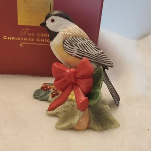 Statuina porcellana uccellino Lenox 2009 Christmas Chickadee edizione limitata in scatola - Foto 1 di 7