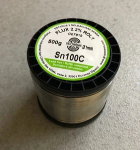 Rollo Estaño Electrónica Sn 99,3 Cu 0,7 de 1,0 mm 500gr Aleación 401 LIBRE Plomo - Imagen 1 de 1