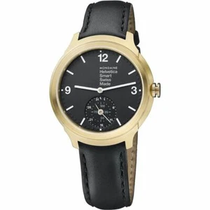 Mondaine Helvetica No 1 Bold Smart Gold Tone Black Dial Men Watch MH1.B2S20.LB - Picture 1 of 1