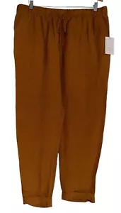 NWT A New Day Womens Tapered Cuffed Linen Blend Pants Sz XL Burnt Orange - Picture 1 of 9