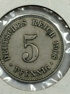 1908-A  Germany 5 Pfennig Foreign Coin #0958 - Picture 1 of 2