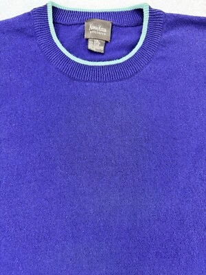 Neiman Marcus Exclusive Crewneck Sweater Women S/S Blue w/Teal Trim XXL. - Image 1 of 4