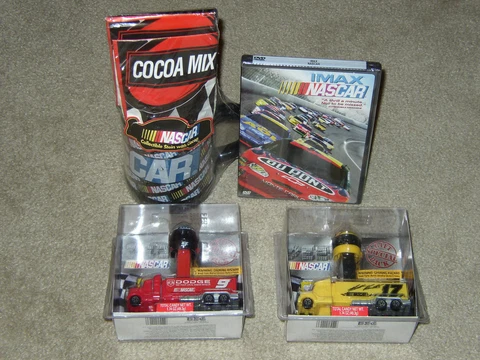 Lot Of 4 New NASCAR Items Pez Dodge, Pez Matt Kenseth, Imax DVD, Cocoa MIX & MUG Cover