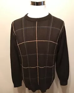 Oscar De La Renta Mens Large Knit Long Sleeve Crew Neck Sweater Brown Tan - Picture 1 of 5