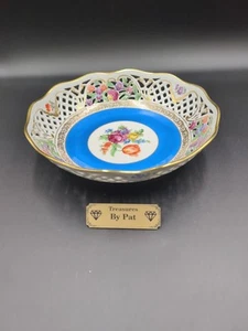 Schumann Bavaria - Dresden Line 9 1/4" Pierced Blue Stripe Bowl - Picture 1 of 4