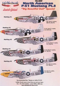 Lifelike 1/72 decal P-51 Mustang Pt3 Big Beautiful Doll Special for TMY / Airfix - Picture 1 of 2