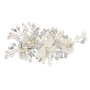 Bridal Flower Side Hair Clips Pearl Bridal Hair Pin Headpiece Headwear Wedding - Picture 1 of 5