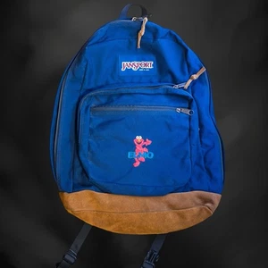 *Rarissimo* Zaino Elmo Vintage Jansport Fondo Pelle Blu anni 90 Sesame Street - Foto 1 di 5