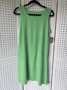 NWT Title Nine Unconventional Dress Womens Medium Lime Jello Green Lazer Cut - Picture 1 of 6