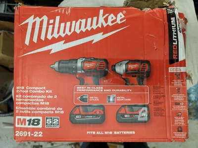 Milwaukee 2691-22 M18 Compact 2-Tool Combo Kit - NEW IN BOX! - Image 1 of 4