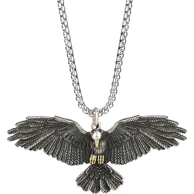Collier avec pendentif aigle viking vintage pour homme - Photo 1/4