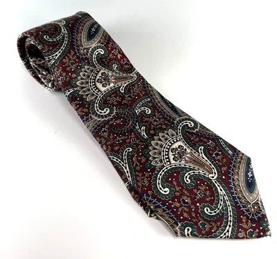 Corbata de seda vintage roundtree & yorke para hombre estampado de cachemira cosida a mano hecha en EE. UU. Foto 1 de 4