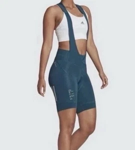 Adidas Parley Padded Bib Cycling Shorts Green HM3159 Women’s Size L NEW - Picture 1 of 16