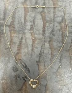 Tiffany & Co Elsa Peretti 18k Yellow Gold Hoped Heart Pendant And Chain Necklace - Picture 1 of 5