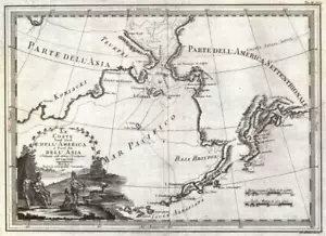 Cassini Map of Alaska and the Bering Strait :Circa 1798 : Archival Quality Print - Picture 1 of 1