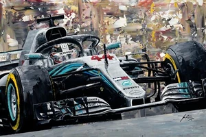 Póster artístico Lewis Hamilton 2018 Mercedes AMG F1 carreras automáticas alta calidad 22x17 pulgadas - Imagen 1 de 1