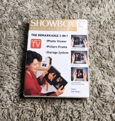 Showbox Photo Viewer Holds 40 3.5"x5" Photos, Soft White Slide-out Drawer - Image 1 of 4