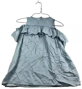 Charter Club Dress Girls size 5 Blue Off The Shoulder Floral Embroidered New - Picture 1 of 6