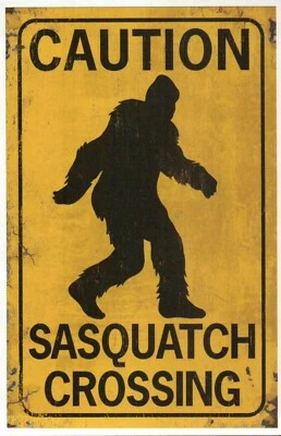 Caution Sasquatch Crossing, Bigfoot Yeti, US & Canada ? -- Modern Funny Postcard - Image 1 of 2